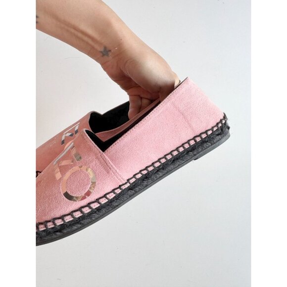 KENZO Paris Rose Clair Pink Suede Silver Logo Espadrille Flats, Size 36 - Picture 11 of 16